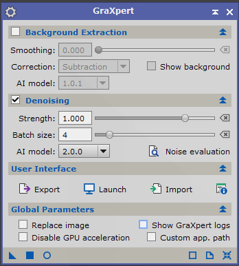 GraXpert dialog box